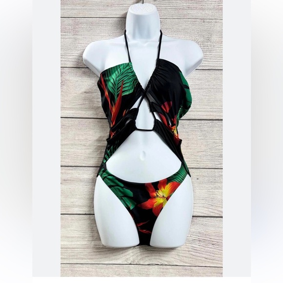 Frederick's of Hollywood Cabarita tropical cut out one piece swim suit size med